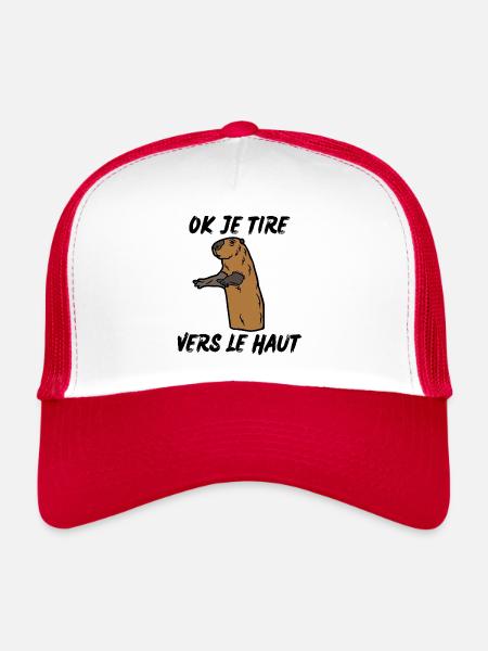 ok je tire vers le haut - Casquette trucker  - blanc/rouge - Devant