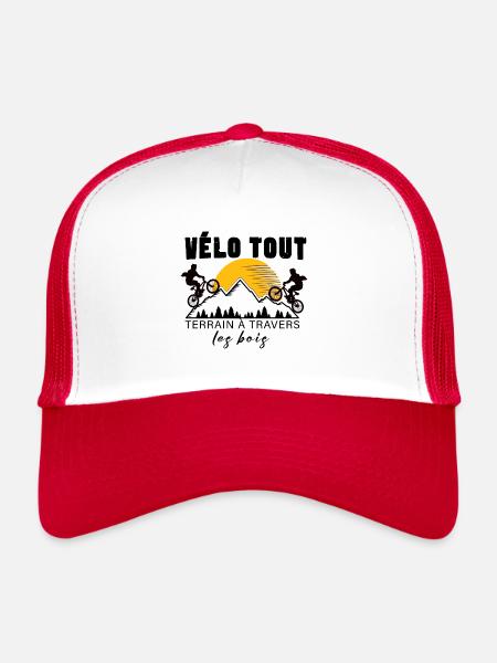 Vélo tout terrain à travers les bois - Casquette trucker  - blanc/rouge - Devant