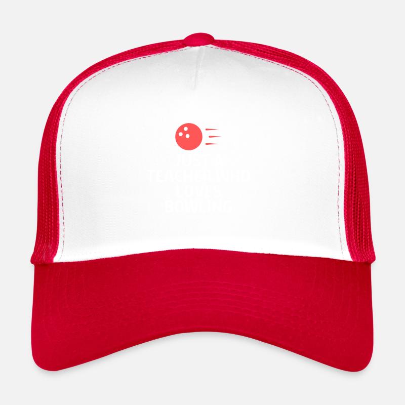 Bowlen Sprüche Bowling Bowler Kegeln Geschenk - Trucker Cap - Weiß/Rot