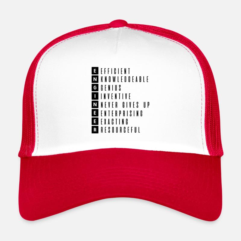 Ingenieur Engineer Genie Zauberer Hexenmeister - Trucker Cap - Weiß/Rot