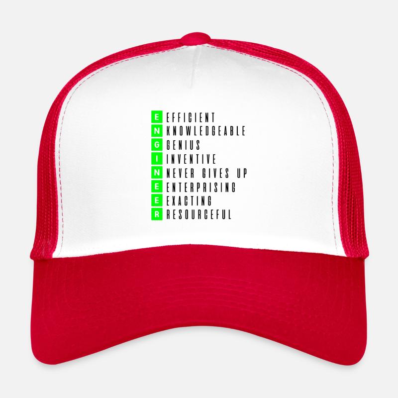ingénieur - Casquette trucker  - blanc/rouge