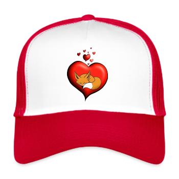 Fuchs Fuchs rot Herz - Trucker Cap - Weiß/Rot - Vorne