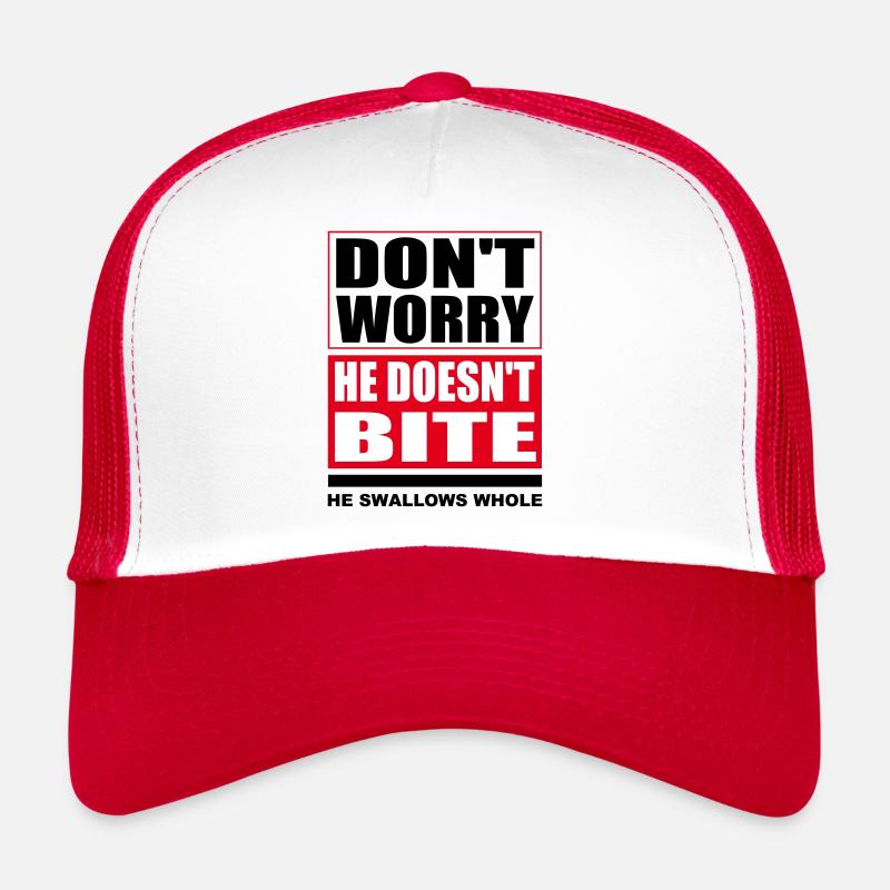 Ne vous inquiétez pas, il ne mord pas les chiens dictons drôles Casquette trucker 