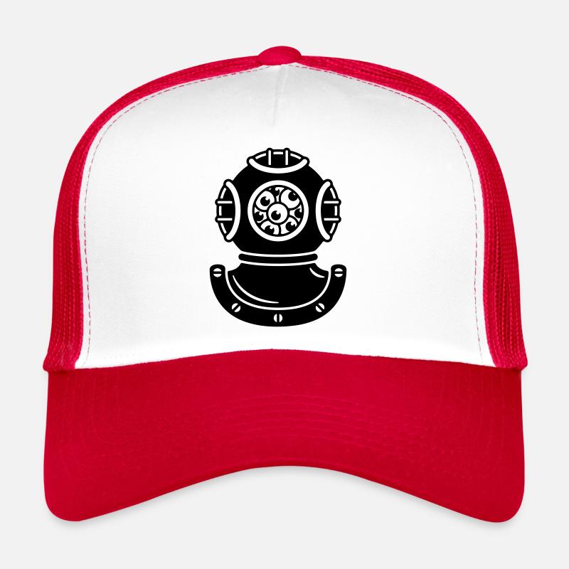 Diving helmet with creature eyes - Trucker Cap - white/red