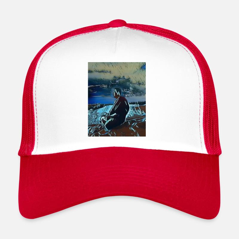 Anime Monk - Blue - Trucker Cap - white/red