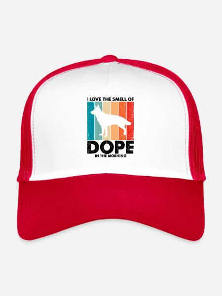 Military Design Police Dog German Shepherd - Trucker Cap - white/red - Front