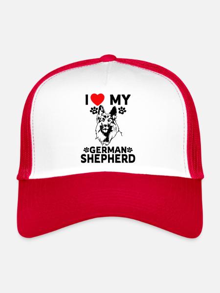 I love my German Shepherd - Trucker Cap - white/red