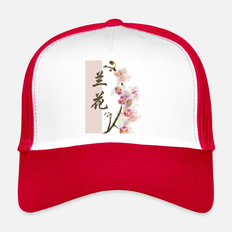 Orchidee - Trucker Cap - Weiß/Rot