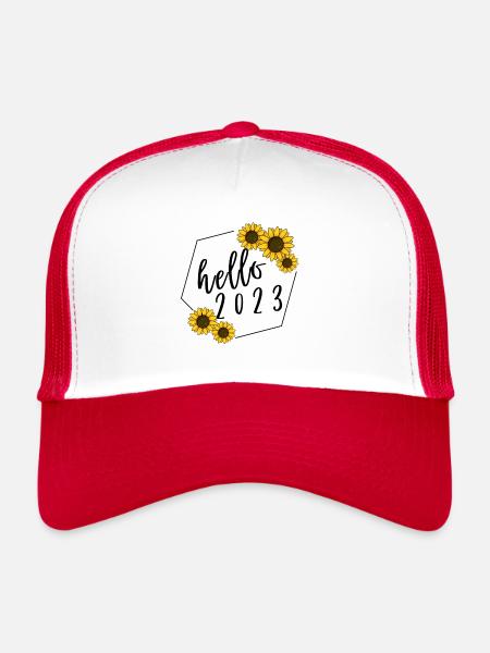 Allô 2023 Tournesol Bienvenue 2023 Cadeau du Nouvel An - Casquette trucker  - blanc/rouge - Devant