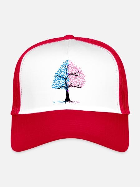 Arbre des cœurs de garçon et de fille - Casquette trucker  - blanc/rouge - Devant