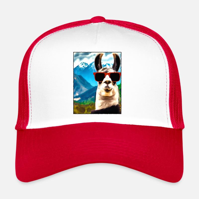 Lama Portrait Mountain Cadeau Casquette trucker 
