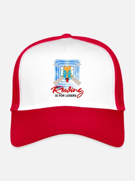 Thème de bateau-dragon pour pagayer en bateau-dragon - Casquette trucker  - blanc/rouge - Devant