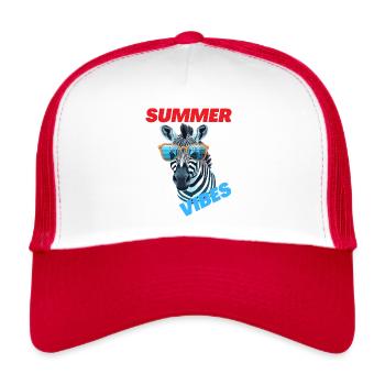 SUMMER VIBES - Trucker Cap - Weiß/Rot - Vorne