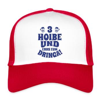 3 HOIBE UND EBBS ZUM DRINGA - Trucker Cap - Weiß/Rot - Vorne