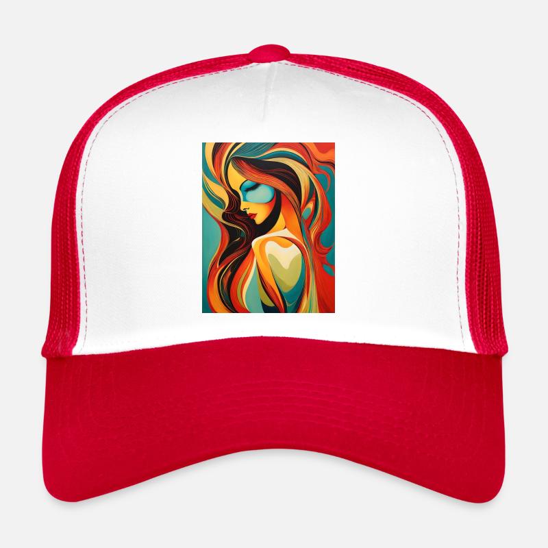 Un beau portrait abstrait - Casquette trucker - blanc/rouge