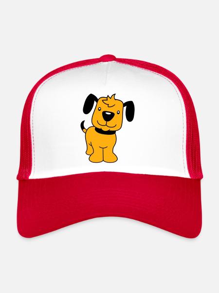 Dog Stands Cute Little Happy Puppy Pet - Trucker Cap - white/red - Front