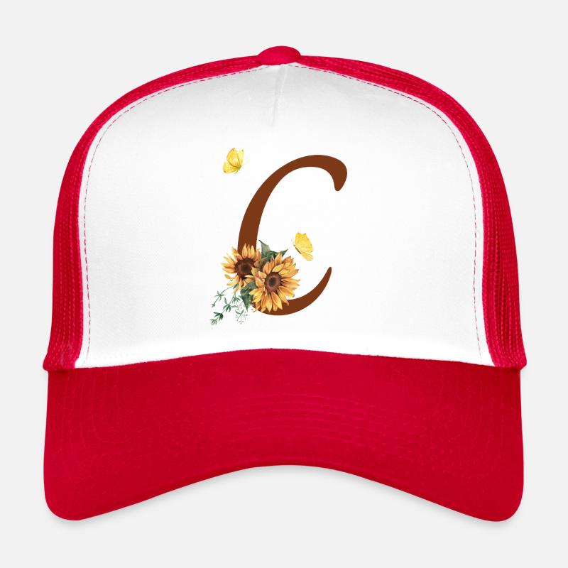 Letter c sunflower butterfly Trucker Cap
