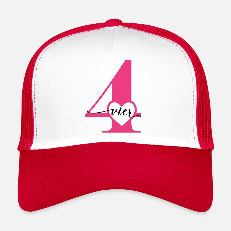 Ziffer Vier 4 mit Herz Trucker Cap