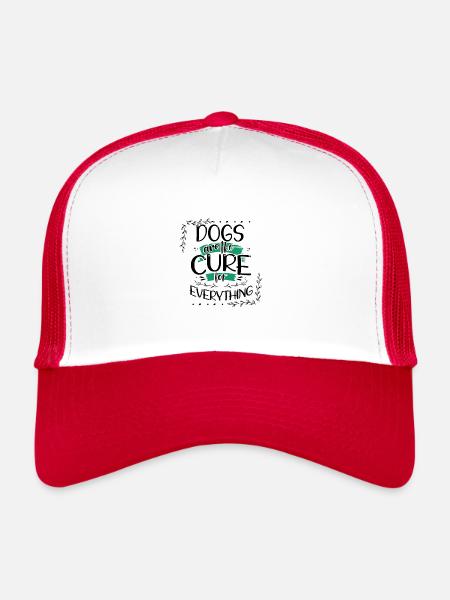 Cadeaux amoureux des chiens Les chiens sont le remède pour tout - Casquette trucker  - blanc/rouge - Devant