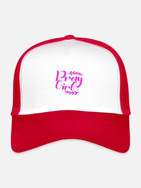 Christianity Girft Pray Girl Inspirational - Trucker Cap - white/red - Front