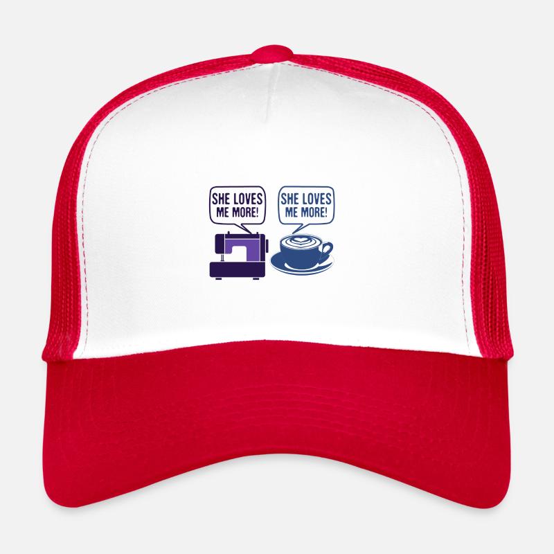 Sewing Humor Gift She Loves Me More Sewing Trucker Cap