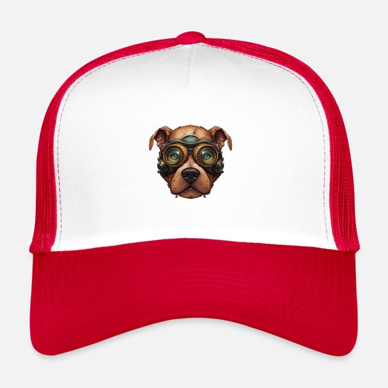 Steampunk Pitbull Dog in Clockwork Glassess Trucker Cap