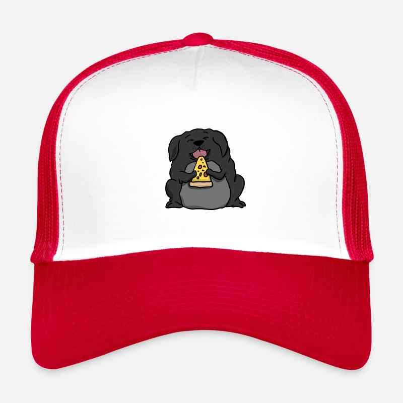 Fat Labrador Dog Eating Pizza Funny Comic Style Trucker Cap