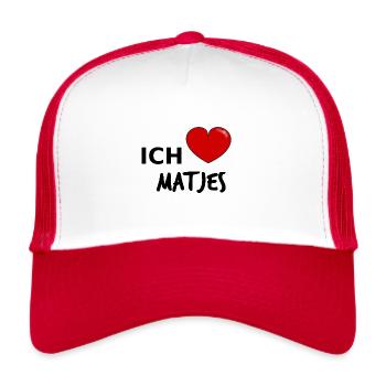 Matjes matjesfilet Fisch Nordsee Fischliebhaber - Trucker Cap - Weiß/Rot - Vorne