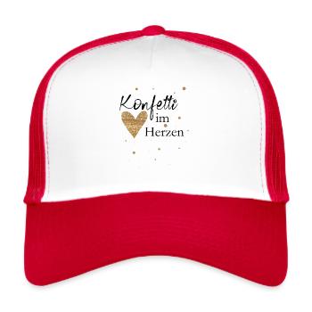 konfetti im herzen herz - Trucker Cap - Weiß/Rot - Vorne