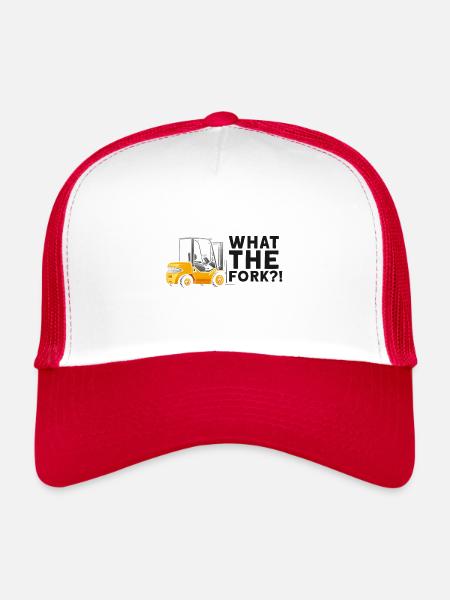 Conducteurs de chariots élévateurs et conducteurs de chariots élévateurs - Casquette trucker  - blanc/rouge - Devant