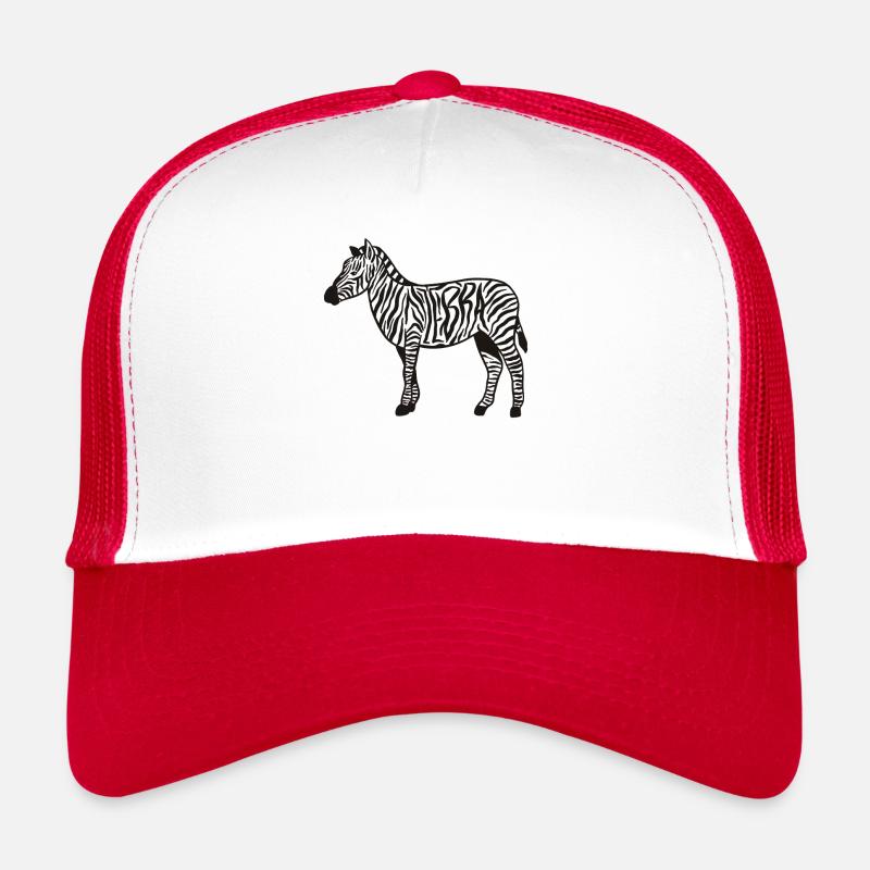 Zebrastreifen Tierisches Zebra - Trucker Cap - Weiß/Rot