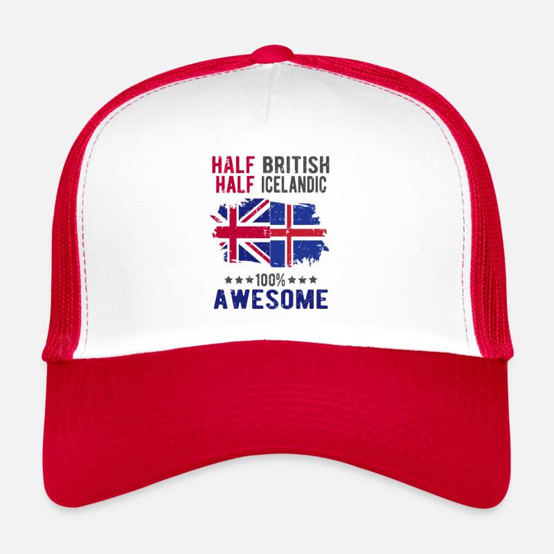 Halb Brite Halb Isländer - Trucker Cap - Weiß/Rot