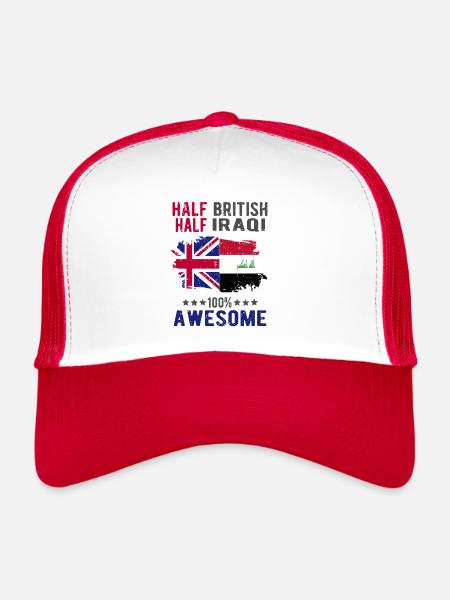 Moitié britannique moitié Iraki - Casquette trucker  - blanc/rouge - Devant