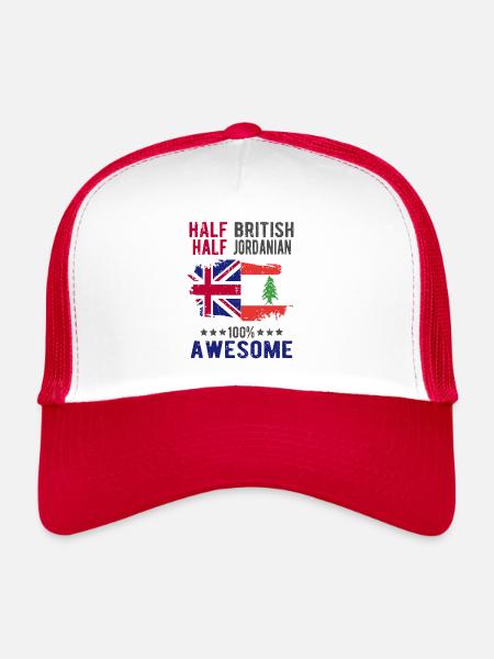 Moitié britannique moitié jordanien - Casquette trucker  - blanc/rouge - Devant