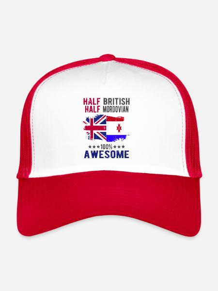 Moitié britannique Moitié Mordwinen - Casquette trucker  - blanc/rouge - Devant