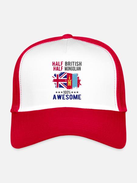 Moitié britannique moitié mongol - Casquette trucker  - blanc/rouge - Devant