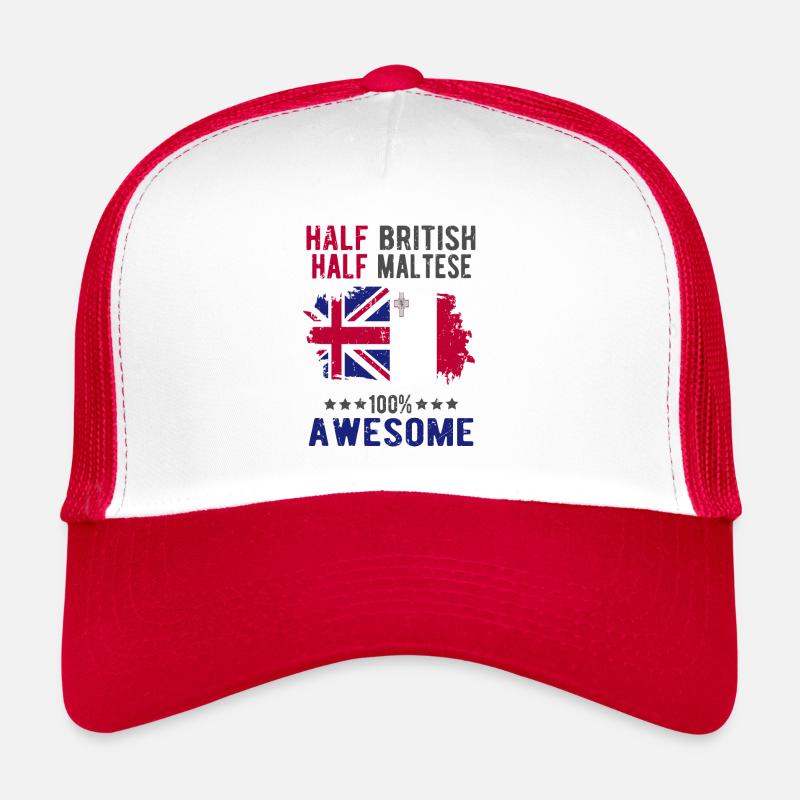 Half British Half Mateser - Trucker Cap - white/red