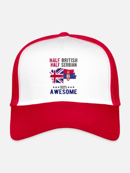 Half British Half Serb - Trucker Cap - white/red - Front