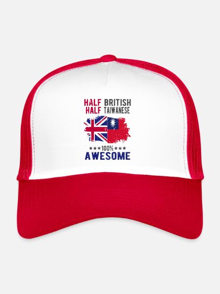 Moitié britannique moitié taïwanais - Casquette trucker  - blanc/rouge - Devant