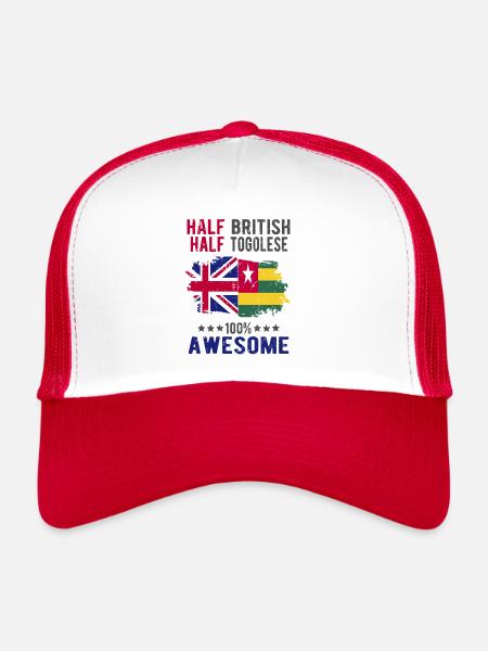 Moitié britannique moitié tongolese - Casquette trucker  - blanc/rouge - Devant