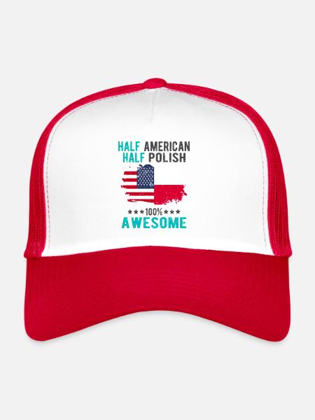 Half American Half Singaporean - Trucker Cap - white/red - Front