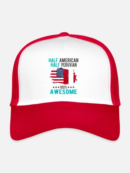 Half American Half Peruvian - Trucker Cap - white/red - Front
