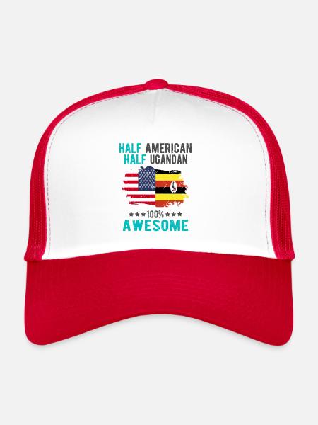 Half American Half Ugandan - Trucker Cap - white/red - Front