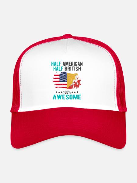 Moitié américain moitié britannique - Casquette trucker  - blanc/rouge - Devant