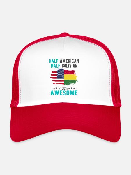 Half American Half Bolivian - Trucker Cap - white/red - Front