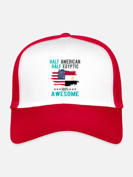 Half American Half Egyptian - Trucker Cap - white/red - Front