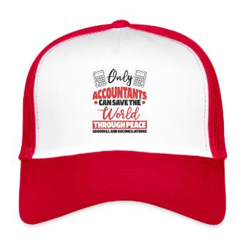 Nur Buchhalter können die Welt retten - Trucker Cap - Weiß/Rot - Vorne
