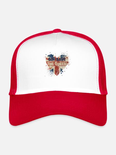 Britische Königin Krönung Camilla England Flagge - Trucker Cap - Weiß/Rot - Vorne