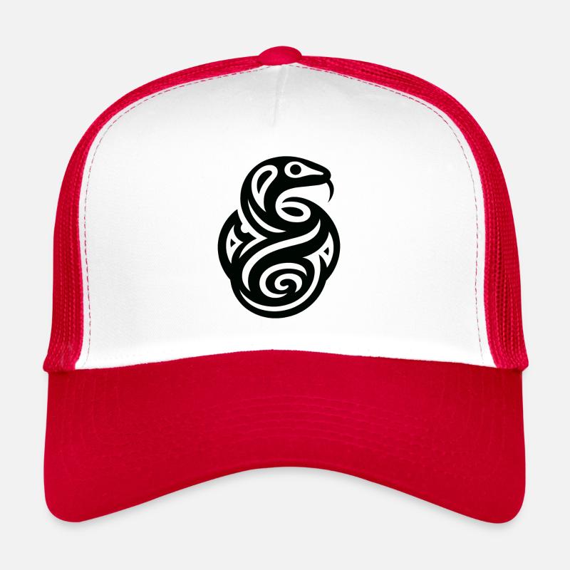 Schlange Indianer Tierkreis - Trucker Cap - Weiß/Rot