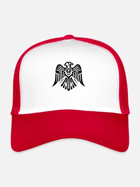 Faucon zodiaque amérindien - Casquette trucker  - blanc/rouge - Devant